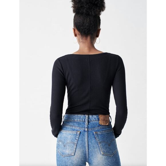 FAHERTY Legend Rib Monroe Bodysuit In Black {A54} - Picture 2 of 7